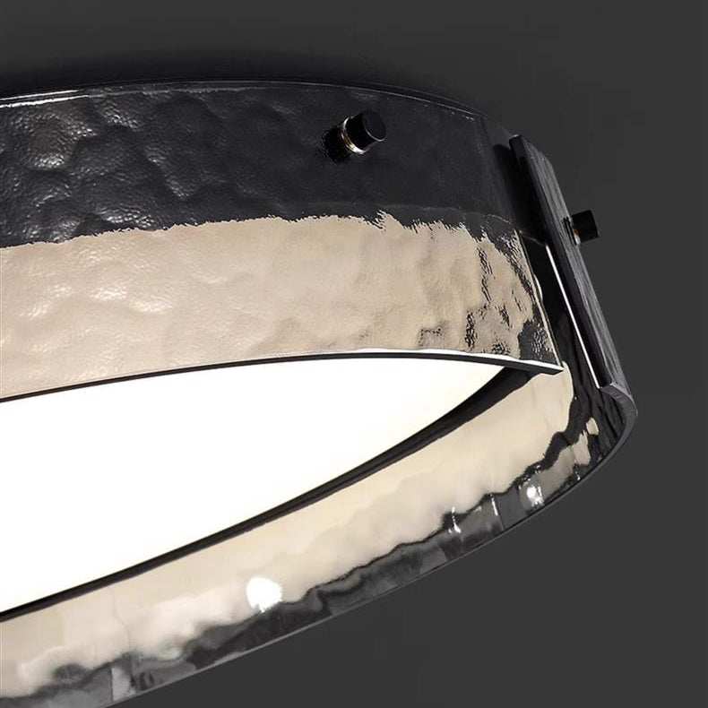 Contemporary Industrial Elegant Round Frosted Glass Aluminum Acrylic LED Flush-Mount Ceiling Light For Bedroom