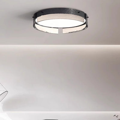 Contemporary Industrial Elegant Round Frosted Glass Aluminum Acrylic LED Flush-Mount Ceiling Light For Bedroom