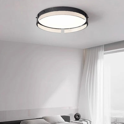 Contemporary Industrial Elegant Round Frosted Glass Aluminum Acrylic LED Flush-Mount Ceiling Light For Bedroom