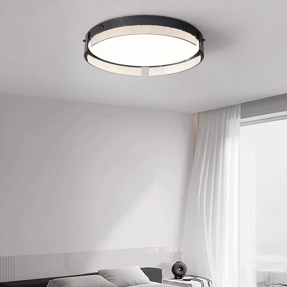 Contemporary Industrial Elegant Round Frosted Glass Aluminum Acrylic LED Flush-Mount Ceiling Light For Bedroom