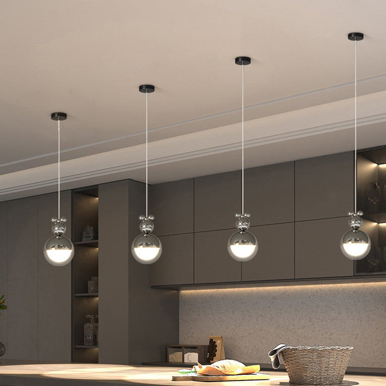 Modern Minimalist Sophisticated Globe Iron LED Pendant Light For Bedroom