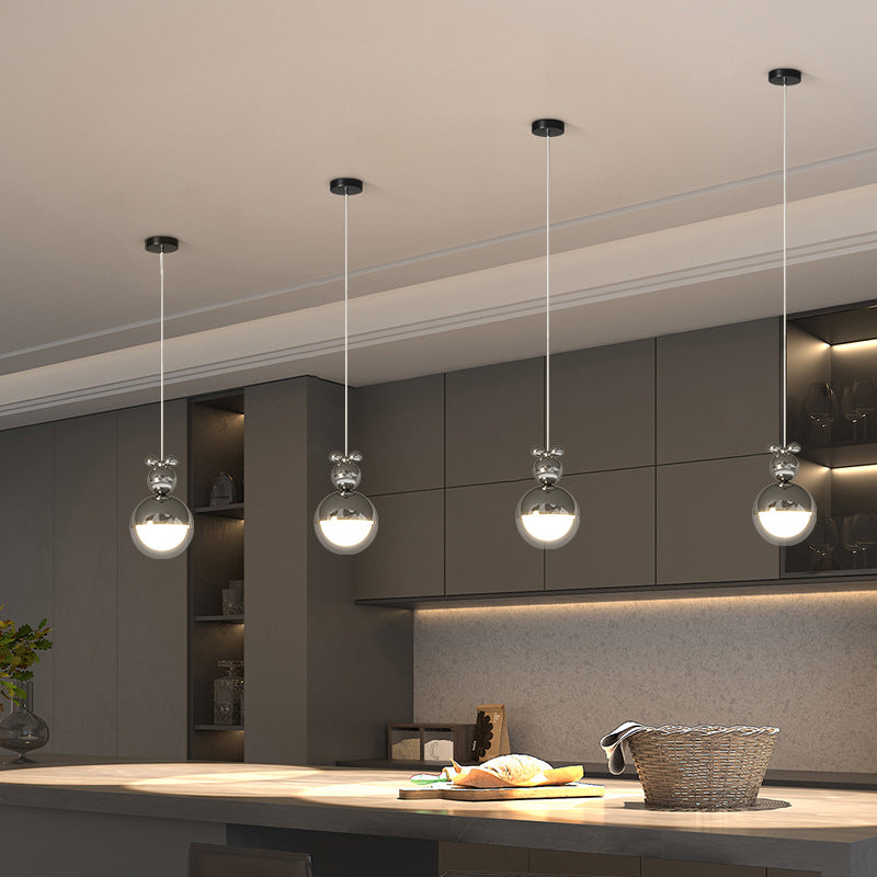 Modern Minimalist Sophisticated Globe Iron LED Pendant Light For Bedroom