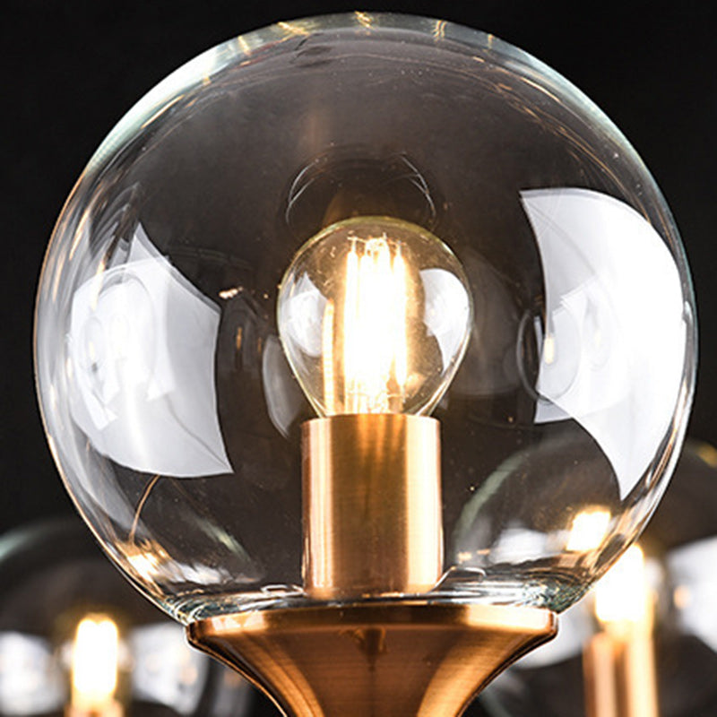 Modern Transitional Elegance Sphere Glass Iron 6/8 Light Chandelier For Living Room