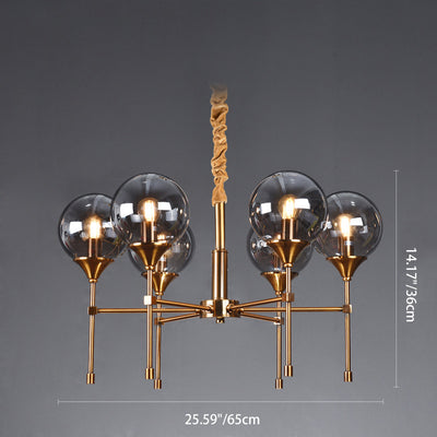Modern Transitional Elegance Sphere Glass Iron 6/8 Light Chandelier For Living Room
