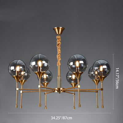 Modern Transitional Elegance Sphere Glass Iron 6/8 Light Chandelier For Living Room