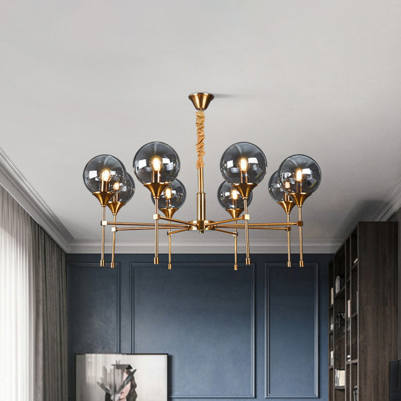 Modern Transitional Elegance Sphere Glass Iron 6/8 Light Chandelier For Living Room