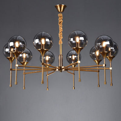 Modern Transitional Elegance Sphere Glass Iron 6/8 Light Chandelier For Living Room