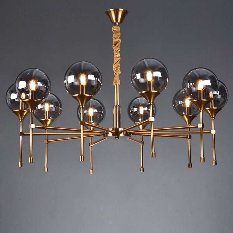 Modern Transitional Elegance Sphere Glass Iron 6/8 Light Chandelier For Living Room