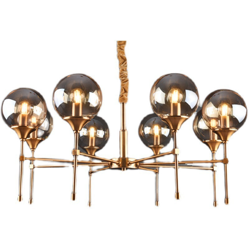 Modern Transitional Elegance Sphere Glass Iron 6/8 Light Chandelier For Living Room