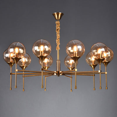 Modern Transitional Elegance Sphere Glass Iron 6/8 Light Chandelier For Living Room
