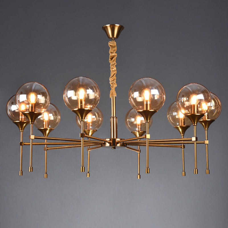 Modern Transitional Elegance Sphere Glass Iron 6/8 Light Chandelier For Living Room