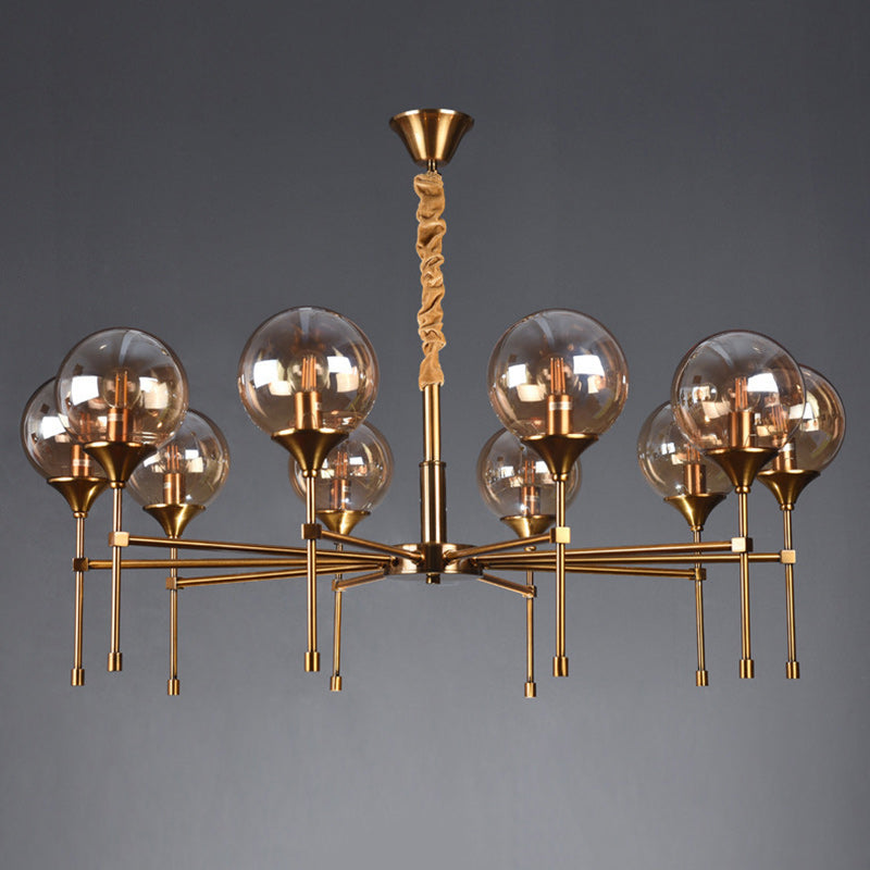 Modern Transitional Elegance Sphere Glass Iron 6/8 Light Chandelier For Living Room