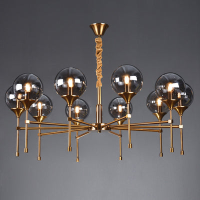 Modern Transitional Elegance Sphere Glass Iron 6/8 Light Chandelier For Living Room