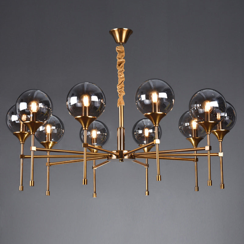 Modern Transitional Elegance Sphere Glass Iron 6/8 Light Chandelier For Living Room