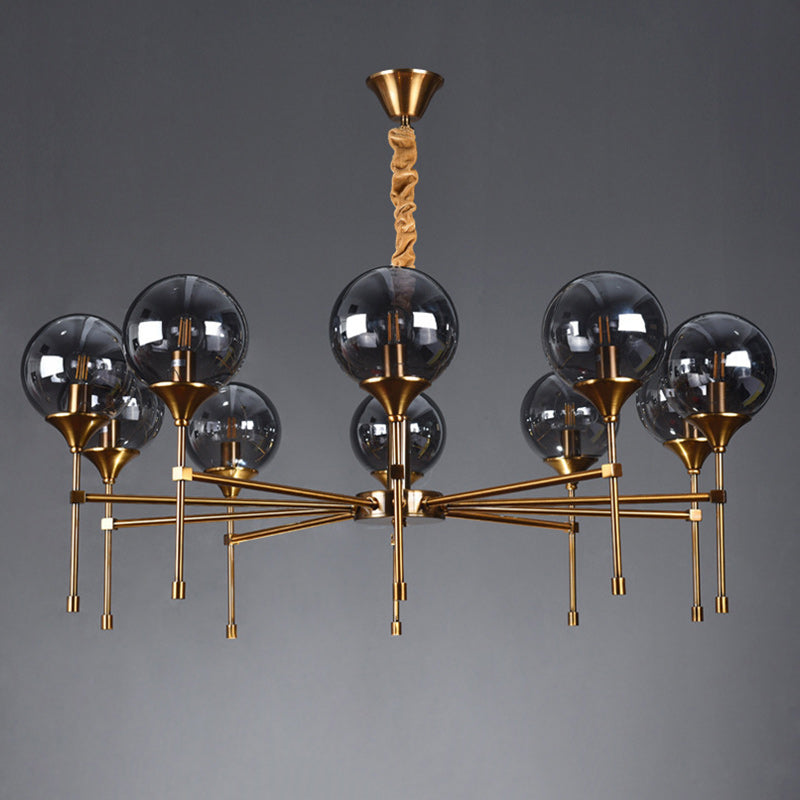 Modern Transitional Elegance Sphere Glass Iron 6/8 Light Chandelier For Living Room
