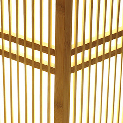 Traditional Japanese Tatami Box-shaped Bamboo 1-Light Table Lamp For Bedroom