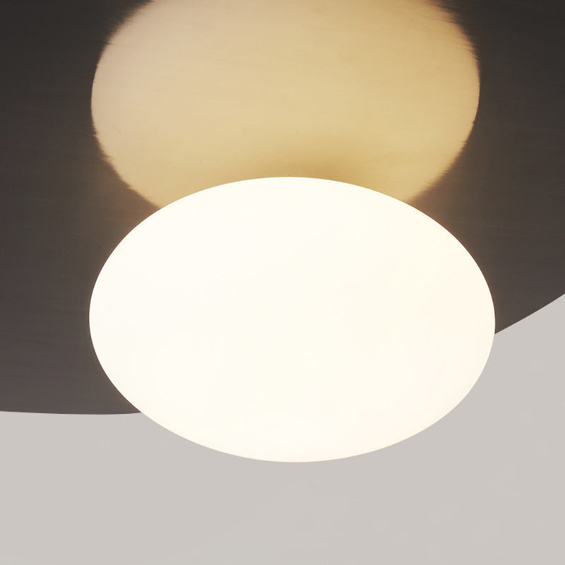 Modern Minimalist Art Deco Round Iron Glass 1-Light Flush Mount Ceiling Light For Bedroom