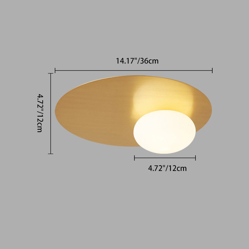 Modern Minimalist Art Deco Round Iron Glass 1-Light Flush Mount Ceiling Light For Bedroom
