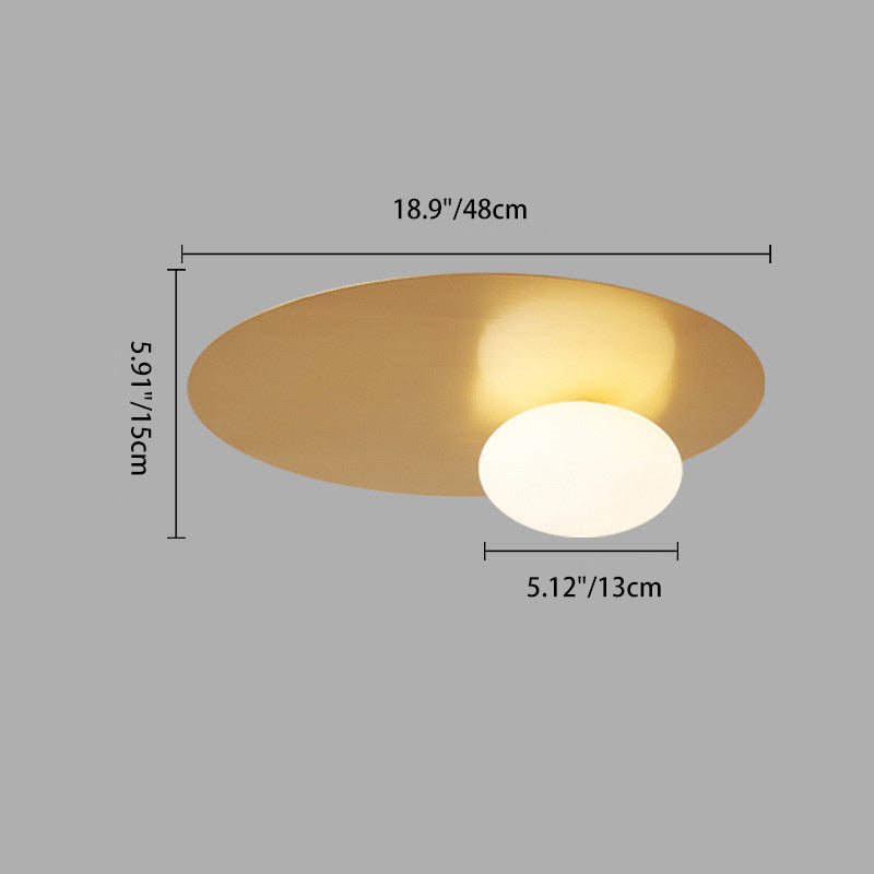 Modern Minimalist Art Deco Round Iron Glass 1-Light Flush Mount Ceiling Light For Bedroom