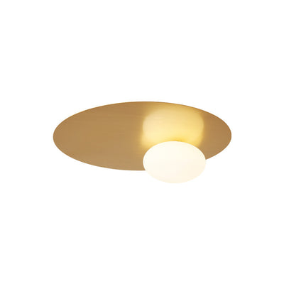 Modern Minimalist Art Deco Round Iron Glass 1-Light Flush Mount Ceiling Light For Bedroom