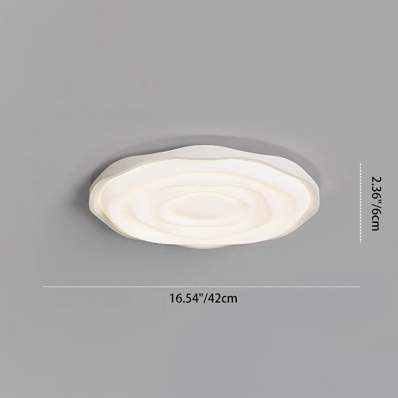 Modern Minimalist Cream-Toned Round Iron Acrylic Aluminum LED Flush Mount Ceiling Light For Bedroom