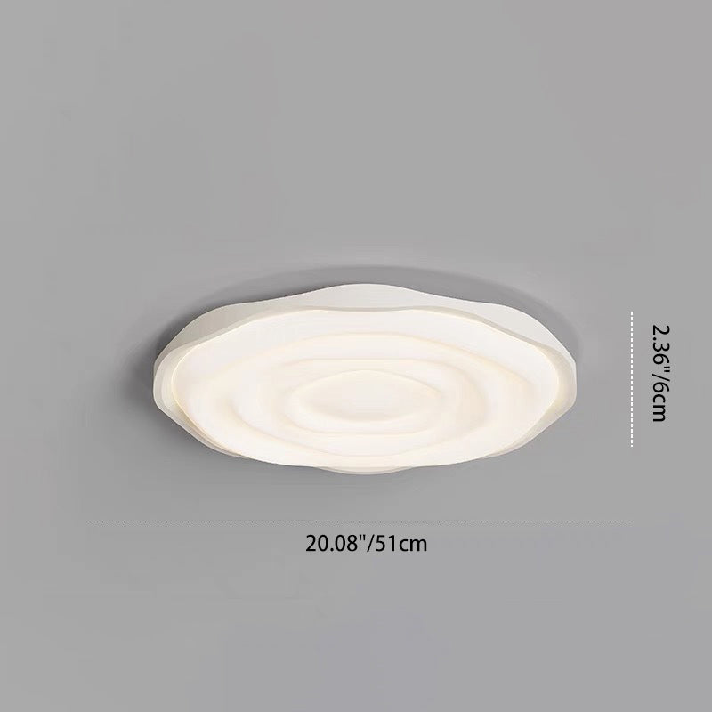 Modern Minimalist Cream-Toned Round Iron Acrylic Aluminum LED Flush Mount Ceiling Light For Bedroom