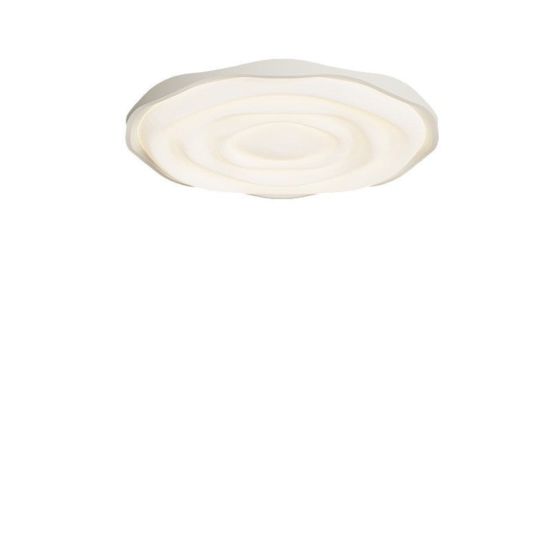 Modern Minimalist Cream-Toned Round Iron Acrylic Aluminum LED Flush Mount Ceiling Light For Bedroom