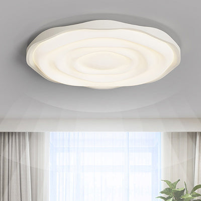 Modern Minimalist Cream-Toned Round Iron Acrylic Aluminum LED Flush Mount Ceiling Light For Bedroom