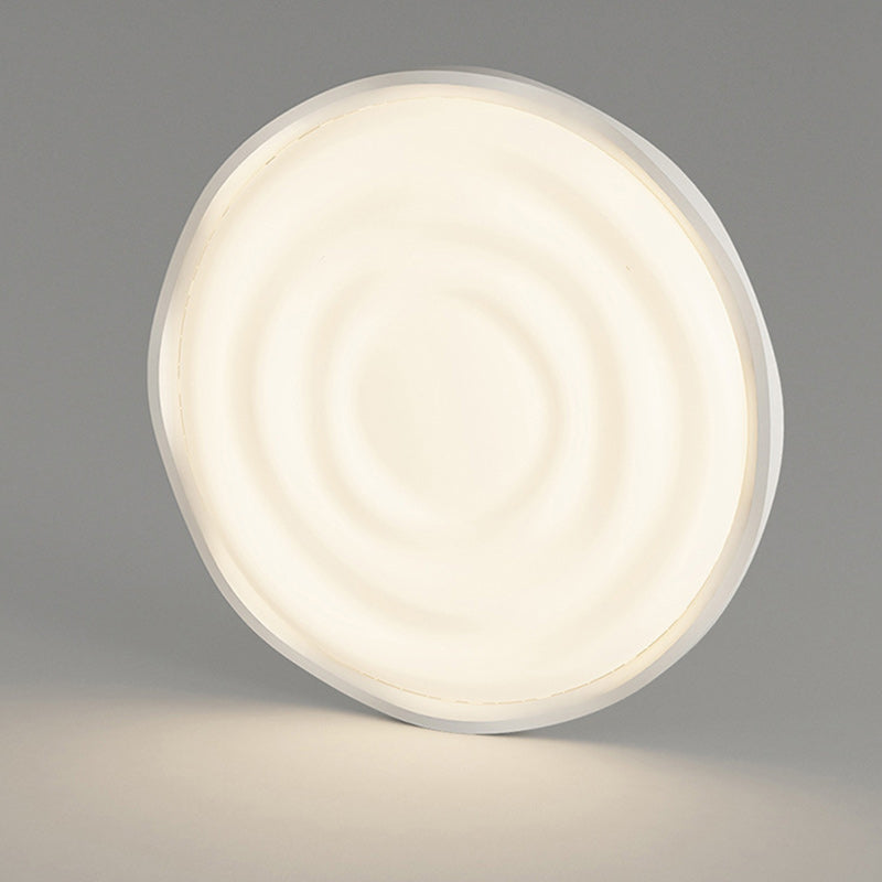 Modern Minimalist Cream-Toned Round Iron Acrylic Aluminum LED Flush Mount Ceiling Light For Bedroom