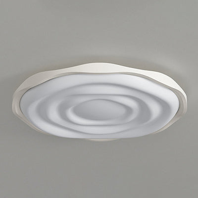 Modern Minimalist Cream-Toned Round Iron Acrylic Aluminum LED Flush Mount Ceiling Light For Bedroom