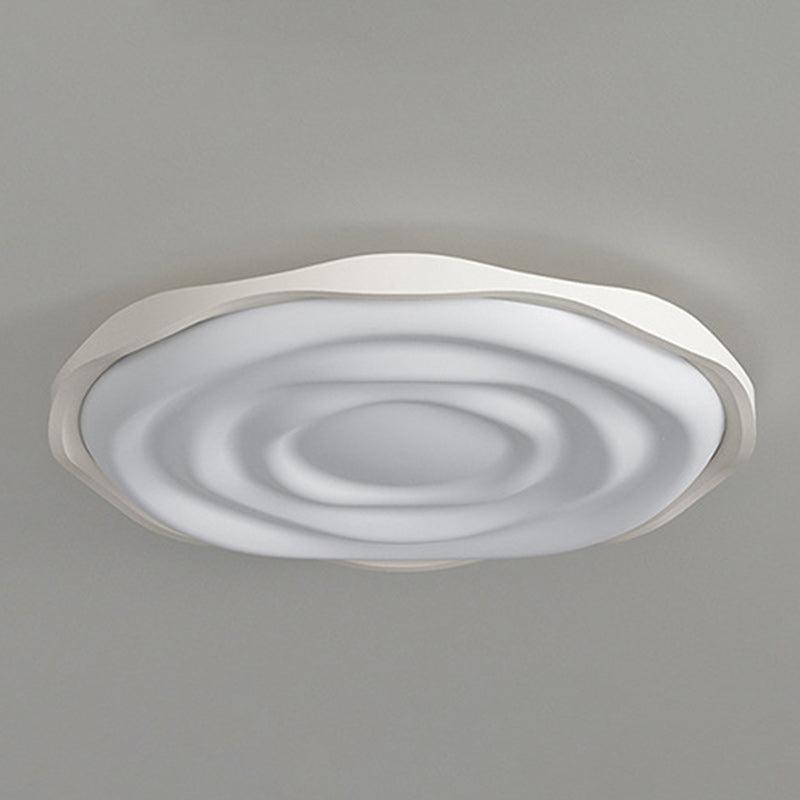 Modern Minimalist Cream-Toned Round Iron Acrylic Aluminum LED Flush Mount Ceiling Light For Bedroom