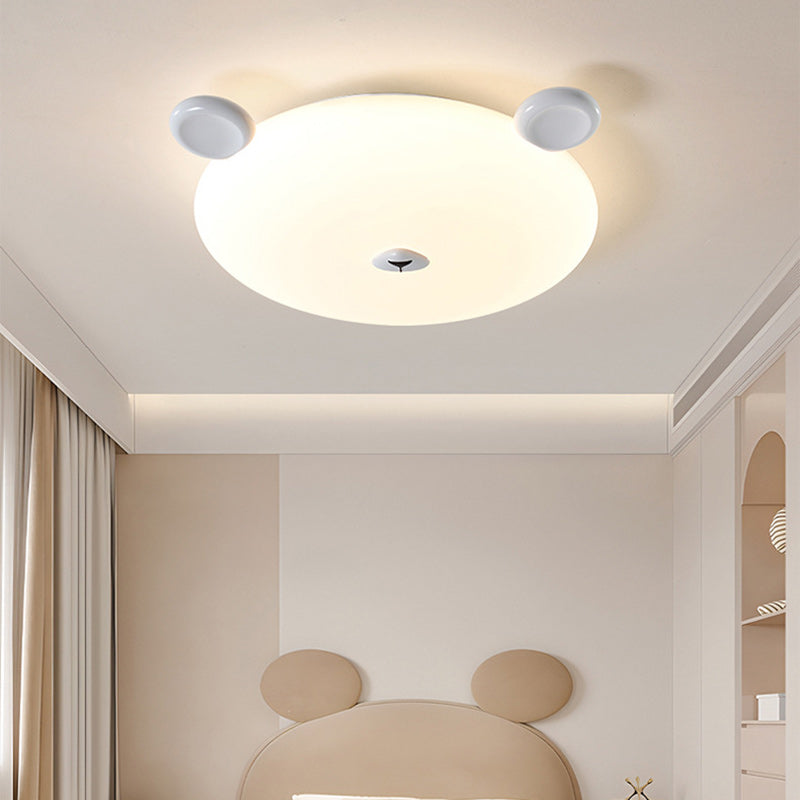 Modern Minimalist Cute Bear Iron Resin PE LED Flush Mount Ceiling Light For Bedroom Or Kids Room