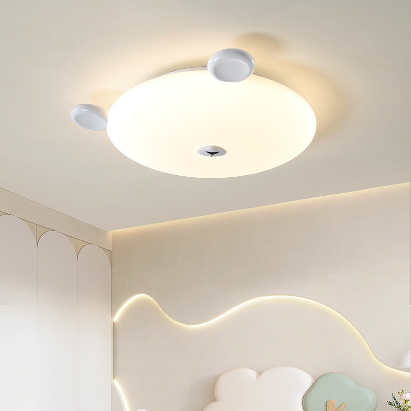 Modern Minimalist Cute Bear Iron Resin PE LED Flush Mount Ceiling Light For Bedroom Or Kids Room