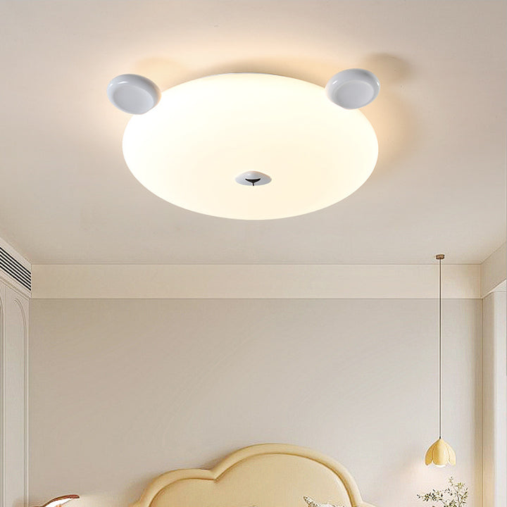 Moderna Minimalista Lámpara de Techo de Montaje Empotrado LED con Oso de Hierro y Resina para Dormitorio o Habitación de Niños 