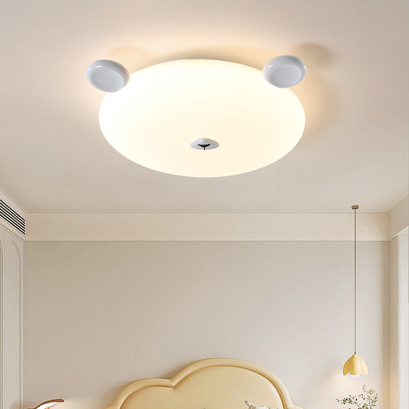 Modern Minimalist Cute Bear Iron Resin PE LED Flush Mount Ceiling Light For Bedroom Or Kids Room