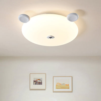 Modern Minimalist Cute Bear Iron Resin PE LED Flush Mount Ceiling Light For Bedroom Or Kids Room
