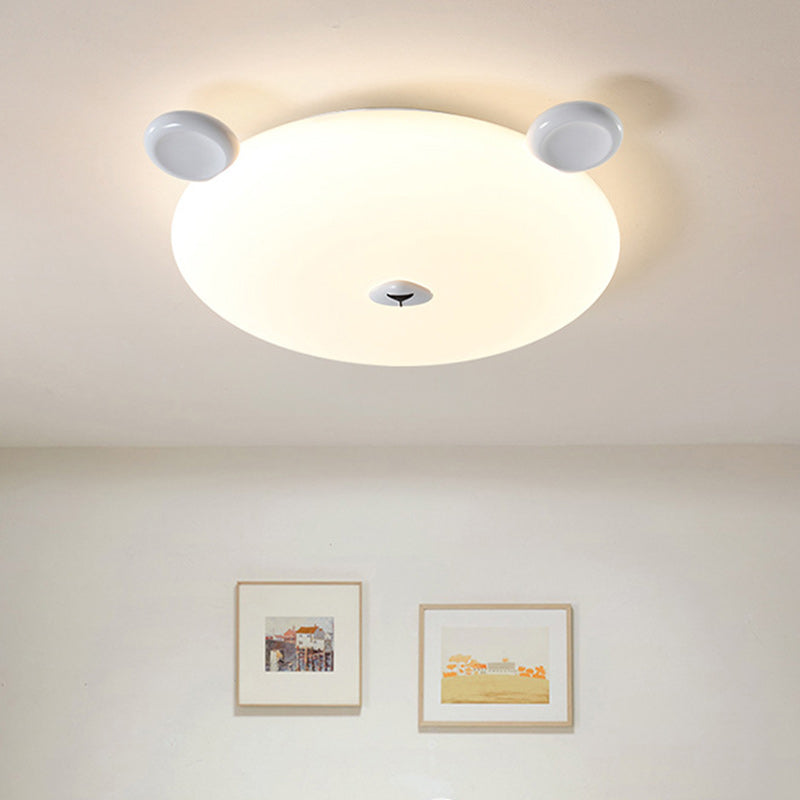 Modern Minimalist Cute Bear Iron Resin PE LED Flush Mount Ceiling Light For Bedroom Or Kids Room