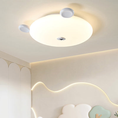 Modern Minimalist Cute Bear Iron Resin PE LED Flush Mount Ceiling Light For Bedroom Or Kids Room