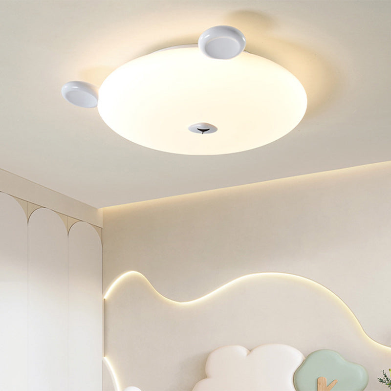 Modern Minimalist Cute Bear Iron Resin PE LED Flush Mount Ceiling Light For Bedroom Or Kids Room
