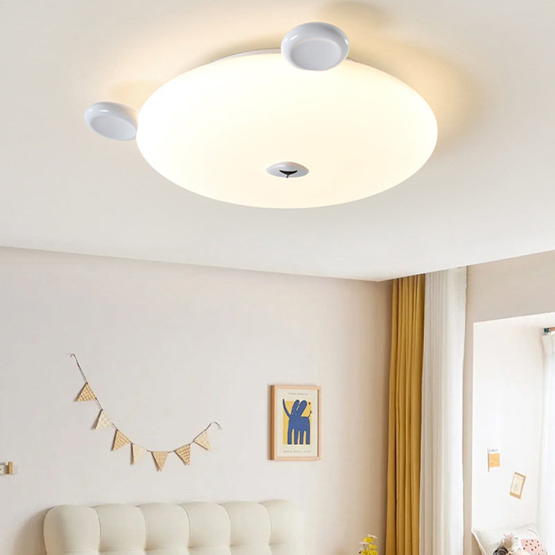 Modern Minimalist Cute Bear Iron Resin PE LED Flush Mount Ceiling Light For Bedroom Or Kids Room