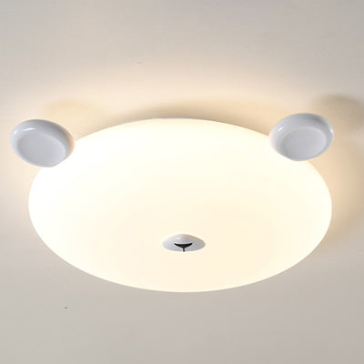 Modern Minimalist Cute Bear Iron Resin PE LED Flush Mount Ceiling Light For Bedroom Or Kids Room