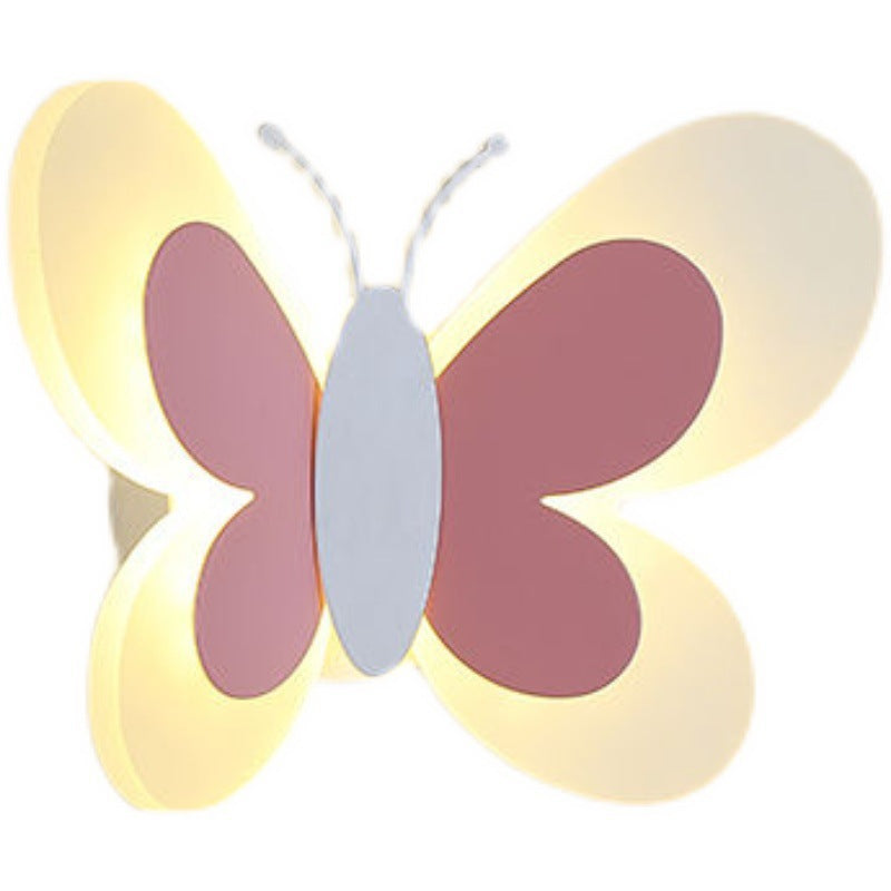 Modern Art Deco Cozy Butterfly Iron Acrylic LED Wall Sconce Lamp For Bedroom Or Kids Room