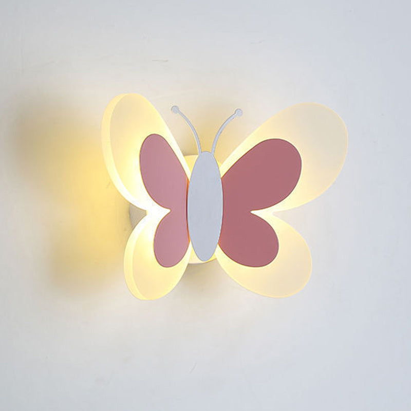 Modern Art Deco Cozy Butterfly Iron Acrylic LED Wall Sconce Lamp For Bedroom Or Kids Room