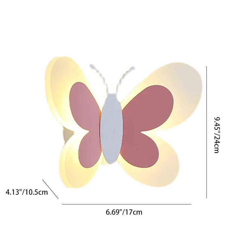 Modern Art Deco Cozy Butterfly Iron Acrylic LED Wall Sconce Lamp For Bedroom Or Kids Room