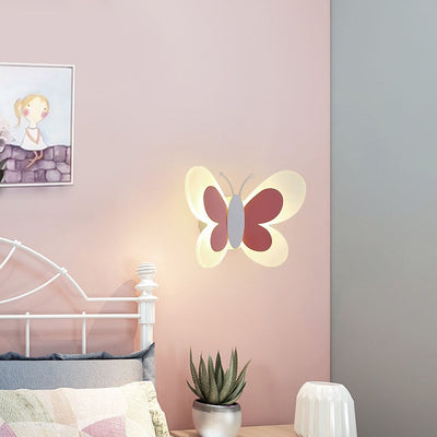 Modern Art Deco Cozy Butterfly Iron Acrylic LED Wall Sconce Lamp For Bedroom Or Kids Room