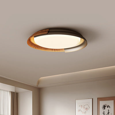 Modern Mid-Century Wabi-Sabi Round Iron Acrylic LED Flush Mount Ceiling Light For Bedroom