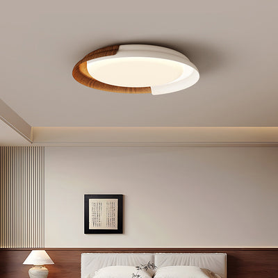 Modern Mid-Century Wabi-Sabi Round Iron Acrylic LED Flush Mount Ceiling Light For Bedroom