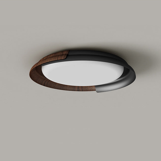 Modern Mid-Century Wabi-Sabi Round Iron Acrylic LED Flush Mount Ceiling Light For Bedroom
