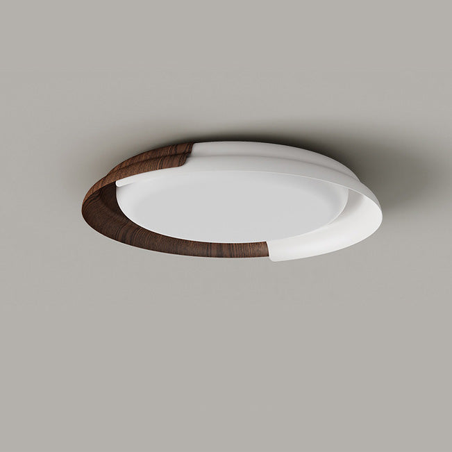 Modern Mid-Century Wabi-Sabi Round Iron Acrylic LED Flush Mount Ceiling Light For Bedroom