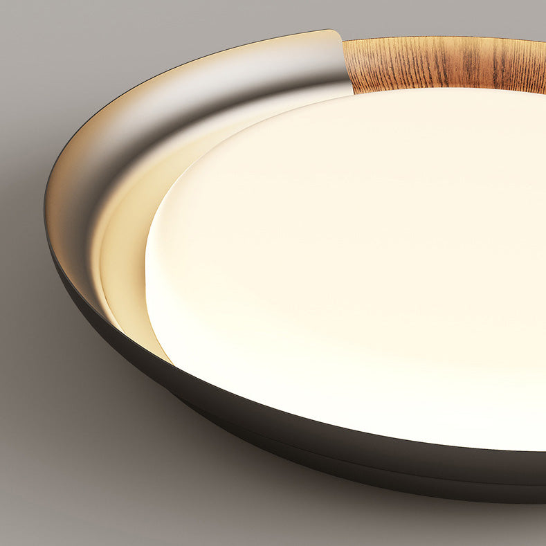 Modern Mid-Century Wabi-Sabi Round Iron Acrylic LED Flush Mount Ceiling Light For Bedroom
